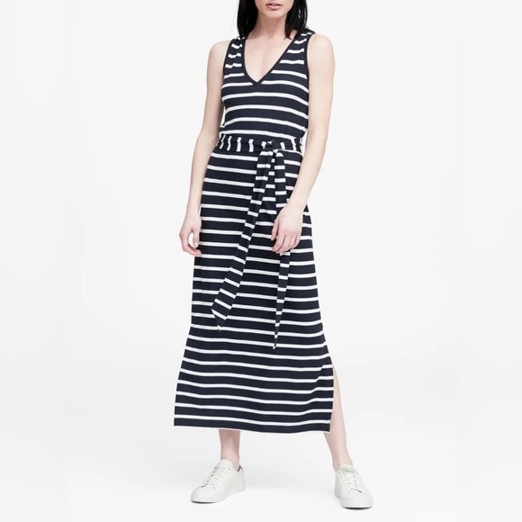 Banana Republic Dresses & Skirts - Banana Republic Navy Stripe Ponte Tank Maxi Travel Dress #472407 Size- L Tall